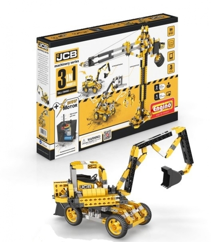 Конструктор Engino JCB Набор из 3 моделей. Подъемный кран с мотором