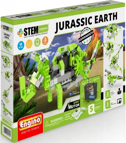 Электромеханический конструктор ENGINO STEM Heroes STH61 Набор из 5 моделей с мотором. Земля Юрского периода