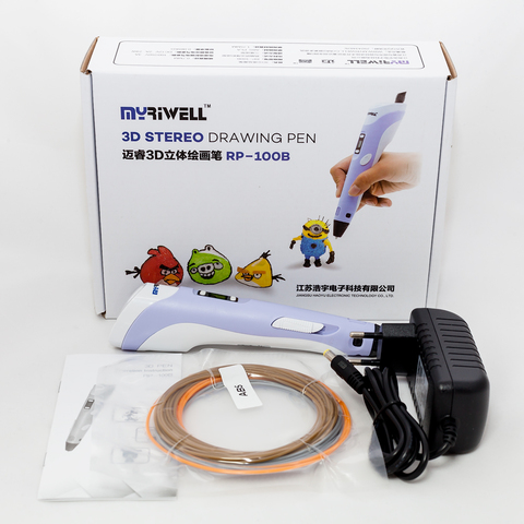 3D ручка MyRiwell с LCD экраном RP100B + КОМПЛЕКТ ПЛАСТИКА ABS/PLA
