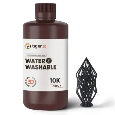 Фотополимерная смола Tiger 3D Water Washable Resin 10K, черная (1 кг)