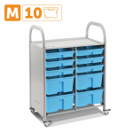 Мобильный стеллаж Сенсориум M с 10 контейнерами (6 малых, 4 средних контейнера)