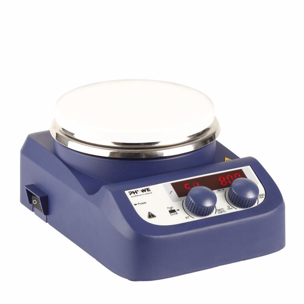 Магнитная мешалка с подогревом и разъемом для электронного контактного термометра PHYWE