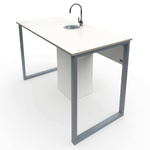 Стол ученический лабораторный с сантехникой на прямоугольной трубе