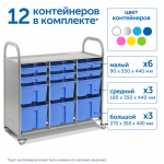 Мобильный стеллаж Сенсориум L с 12 контейнерами (6 малых, 3 средних, 3 больших контейнера)