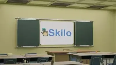 Рельсовая раздвижная система универсальная с 4-мя меловыми/маркерными досками Skilo