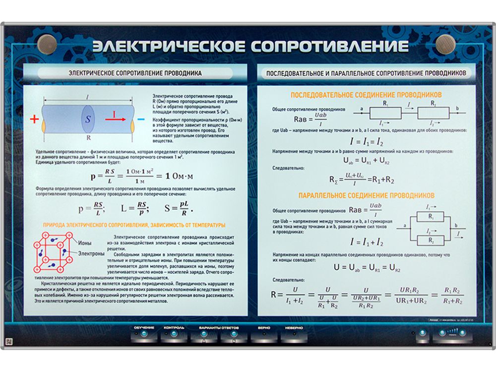 Электрифицированный стенд &quot;Электрическое сопротивление&quot;