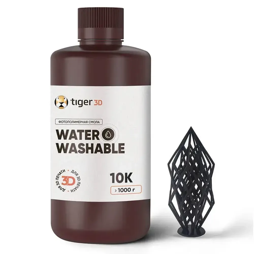 Фотополимерная смола Tiger 3D Water Washable Resin 10K, черная (1 кг)