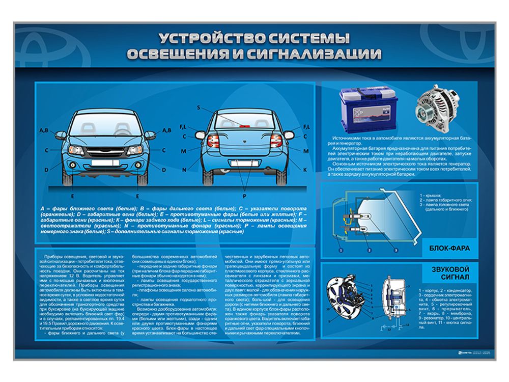 Стенд &quot;Устройство системы освещения и сигнализации&quot;