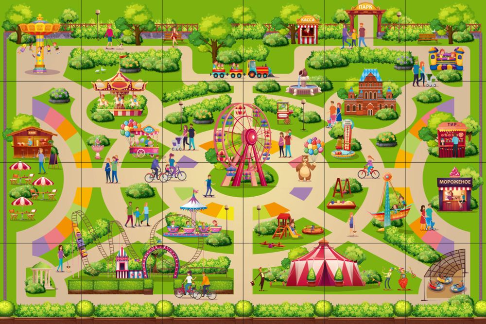 Тематическое поле-маршрутизатор «Парк аттракционов» для программируемого мини-робота Тематическое поле-маршрутизатор «Парк аттракционов» для программируемого мини-робота