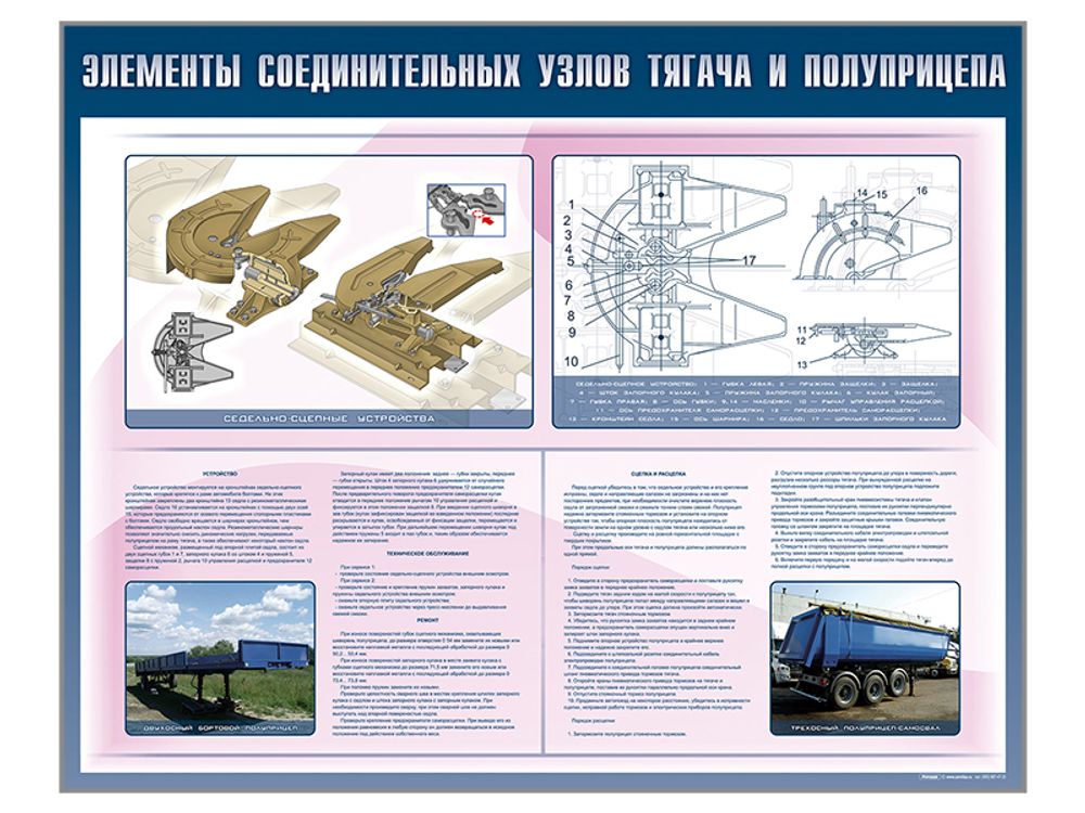 Стенд &quot;Элементы соединительных узлов тягача и полуприцепа&quot; (категория &quot;E&quot;)