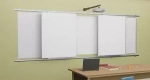 Рельсовая раздвижная система с 4-мя меловыми/маркерными досками, интерактивной доской и проектором Skilo