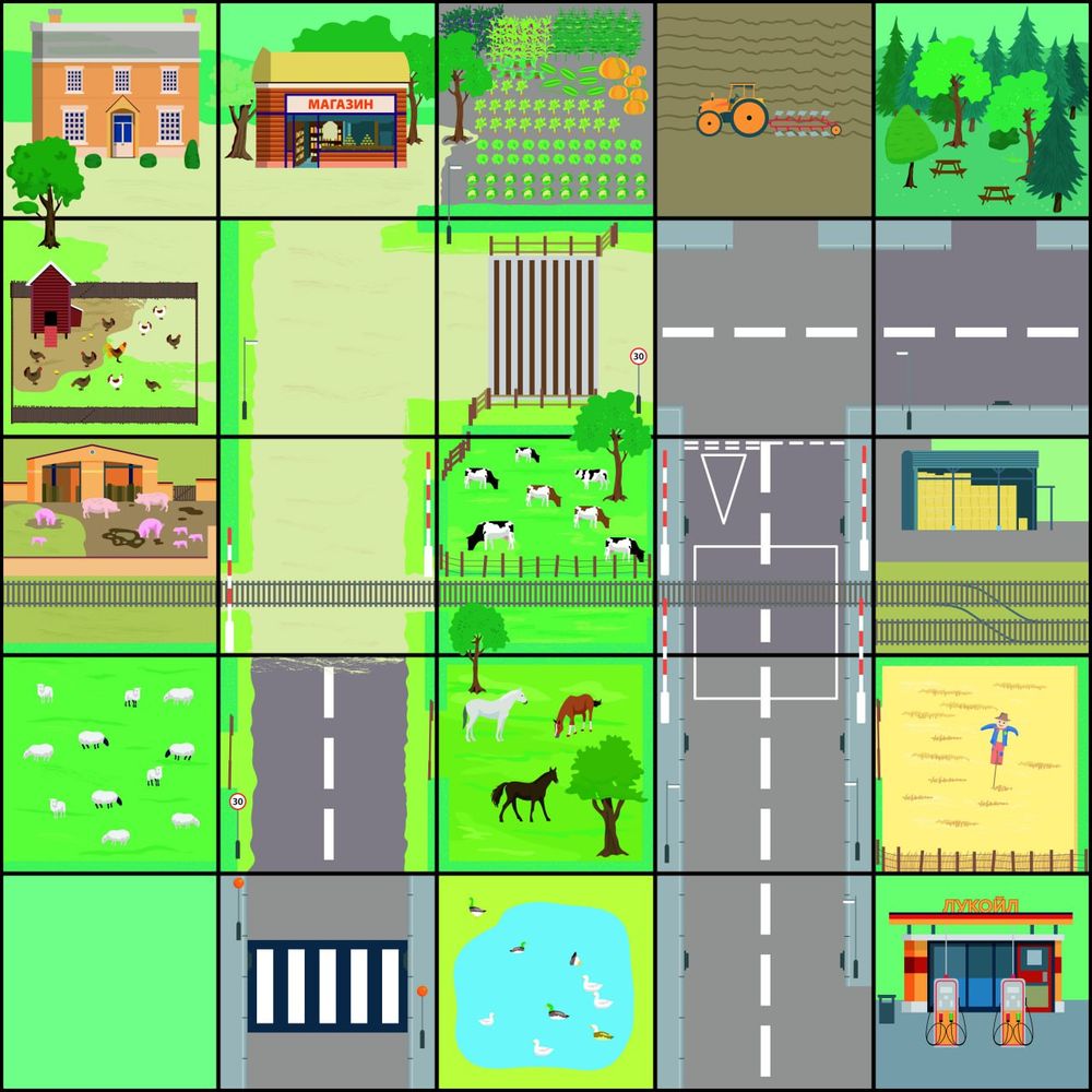 Тематическое поле-маршрутизатор «Ферма» для мини-робота Bee-Bot/Blue-Bot