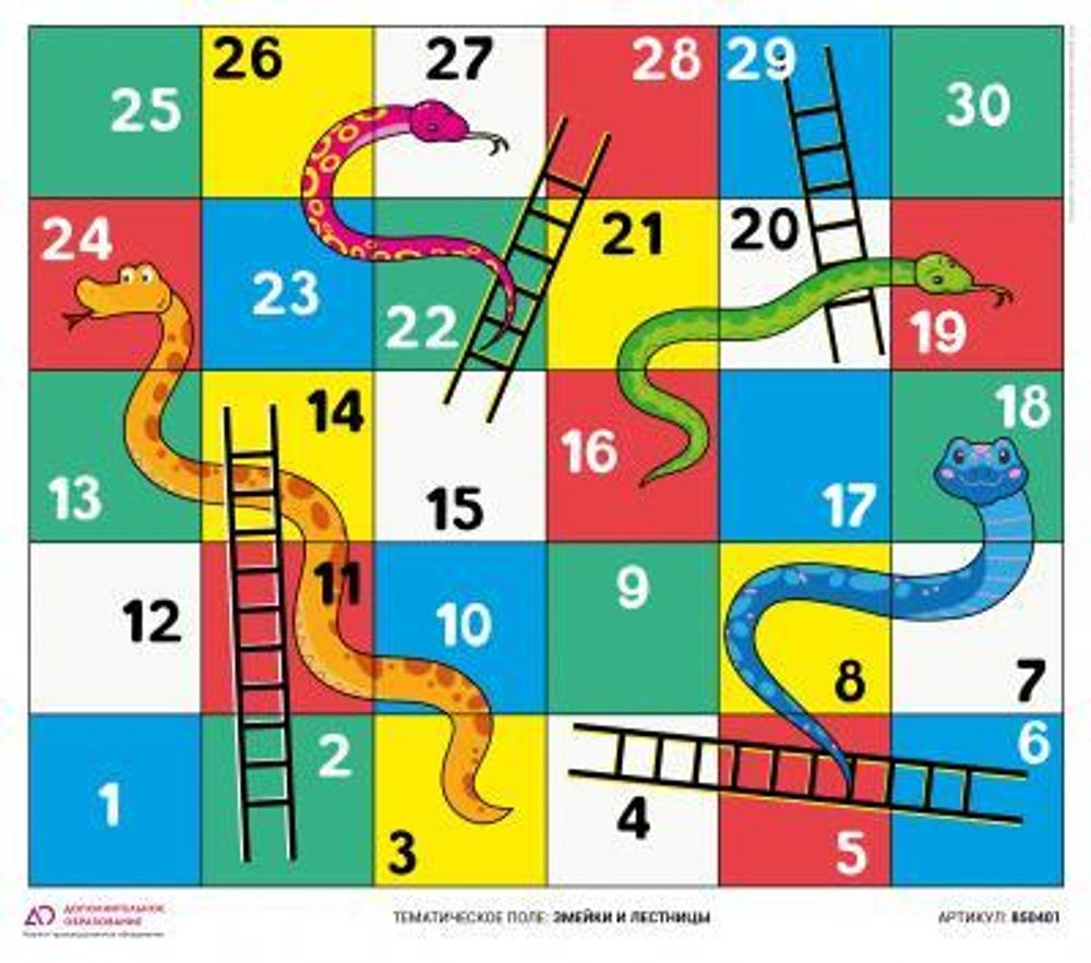 Тематическое поле-маршрутизатор "Змейки и лестницы" для ЛогоРобота "Пчелка" (Bee-Bot) Тематическое поле-маршрутизатор "Змейки и лестницы" для ЛогоРобота "Пчелка" (Bee-Bot)